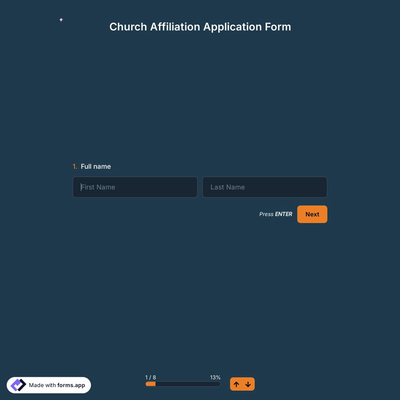 Church Affiliation Application Form