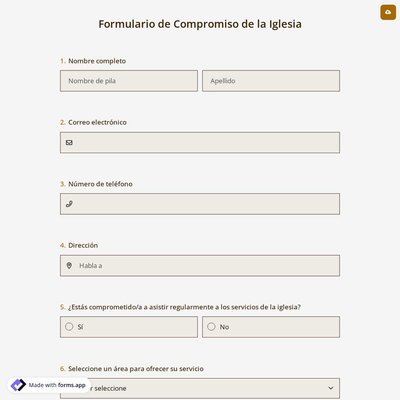 Formulario de Compromiso de la Iglesia
