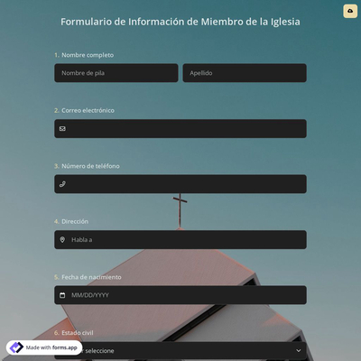 Formulario de Información de Miembro de la Iglesia