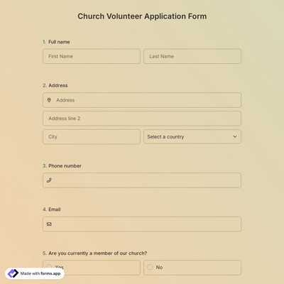 Church Volunteer Application Form