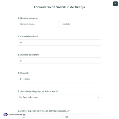 Formulario de Solicitud de Granja