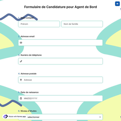 Formulaire de Candidature pour Agent de Bord