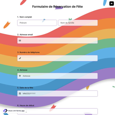 Formulaire de Réservation de Fête