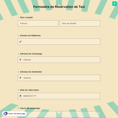 Formulaire de Réservation de Taxi