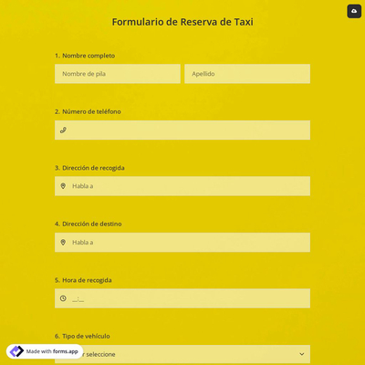 Formulario de Reserva de Taxi