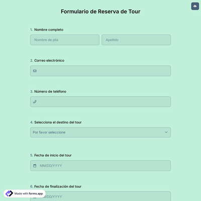 Formulario de Reserva de Tour Online