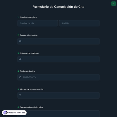 Formulario de Cancelación de Cita