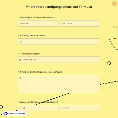 Mitarbeiterbeendigungscheckliste Formular