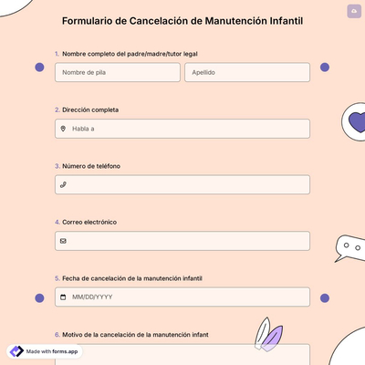Formulario de Cancelación de Manutención Infantil