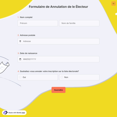 Formulaire de Annulation de le Électeur