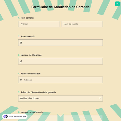 Formulaire de Annulation de Garantie