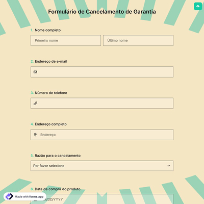 Formulário de Cancelamento de Garantia