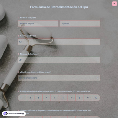 Formulario de Retroalimentación del Spa
