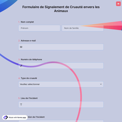Formulaire de Signalement de Cruauté envers les Animaux