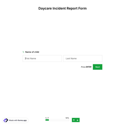 Daycare Incident Report Form