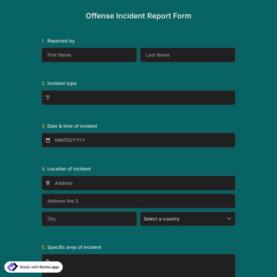 Online Offense Incident Report Form