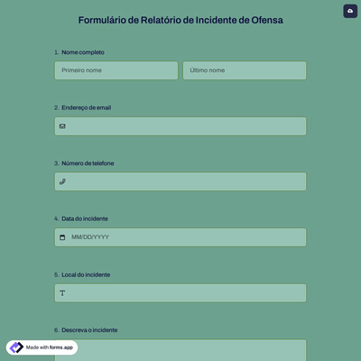 Formulário de Relatório de Incidente de Ofensa