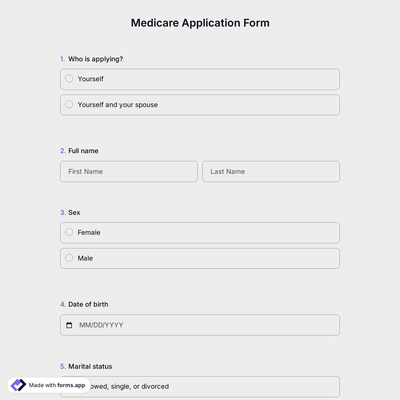 Medicare Application Form