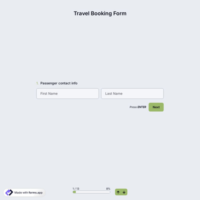 Travel Booking Form