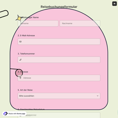 Reisebuchungsformular