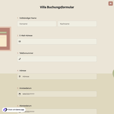 Villa Buchungsformular