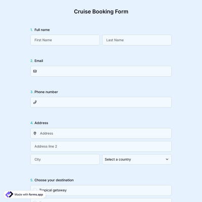 Cruise Booking Form