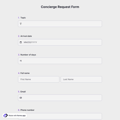 Concierge Request Form
