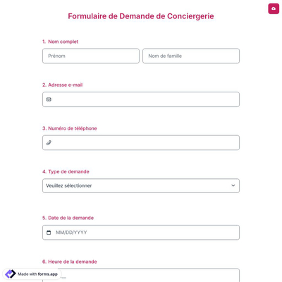 Formulaire de Demande de Conciergerie