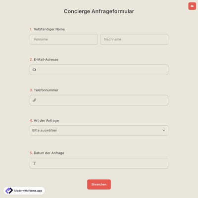 Concierge Anfrageformular