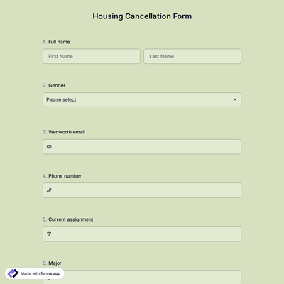 Housing Cancellation Form