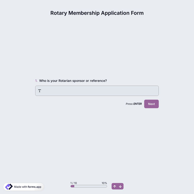 Rotary Membership Application Form