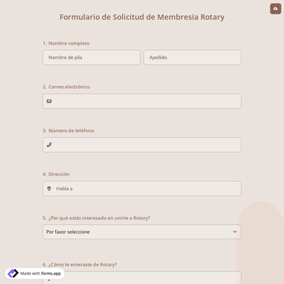 Formulario de Solicitud de Membresía Rotary