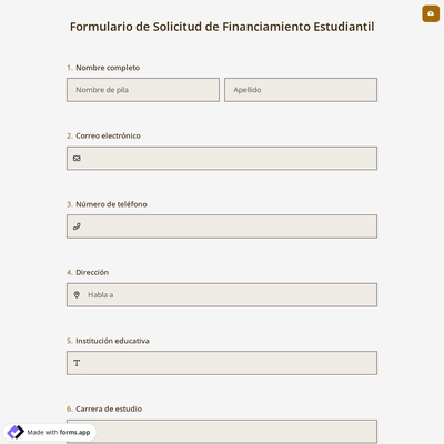 Formulario de Solicitud de Financiamiento Estudiantil