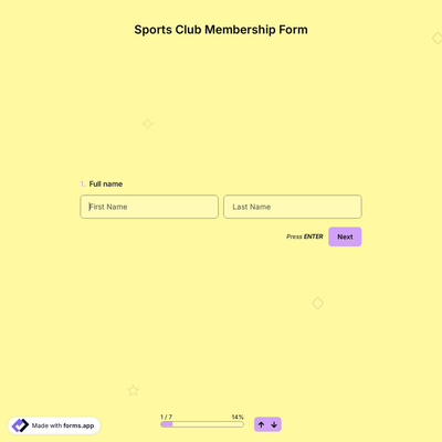 Sports Club Membership Form