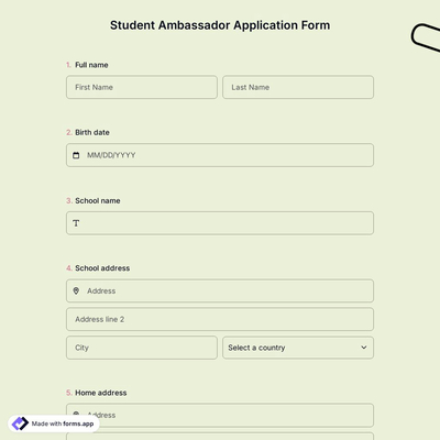 Student Ambassador Application Form