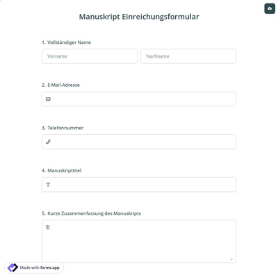 Manuskript Einreichungsformular