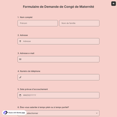 Formulaire de Demande de Congé de Maternité