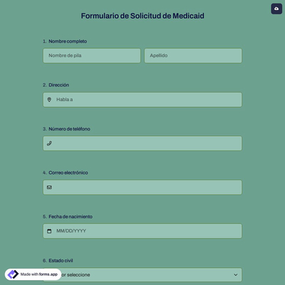 Formulario de Solicitud de Medicaid