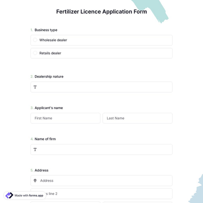 Fertilizer Licence Application Form