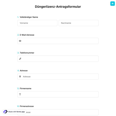 Düngerlizenz-Antragsformular