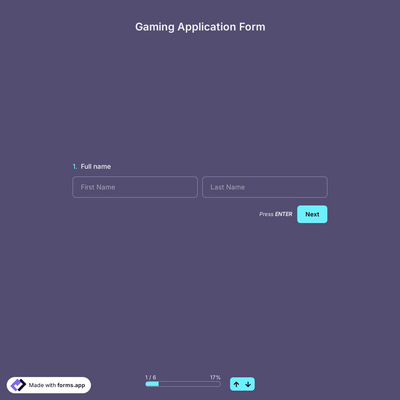 Gaming Application Form