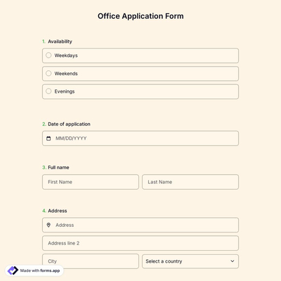 Office Application Form