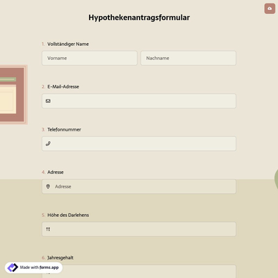 Hypothekenantragsformular