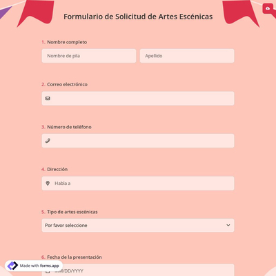 Formulario de Solicitud de Artes Escénicas