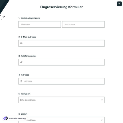 Flugreservierungsformular