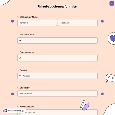 Urlaubsbuchungsformular