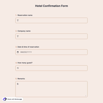 Hotel Confirmation Form