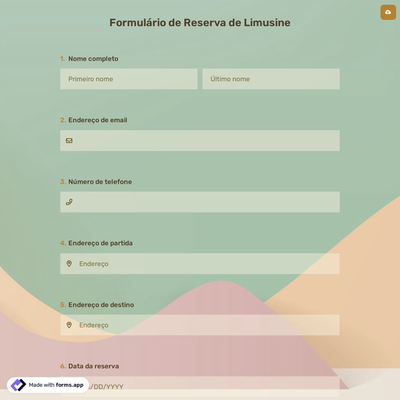 Formulário de Reserva de Limusine