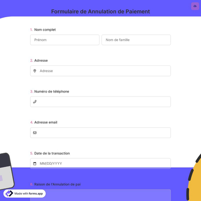 Formulaire de Annulation de Paiement