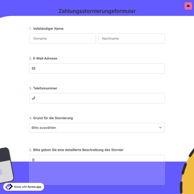 Zahlungsstornierungsformular